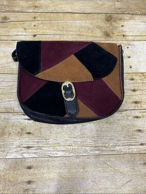 Emma Fox suede and leather patchwork purse.